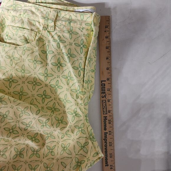 Talbots Womens Yellow Crop Pants 8 Spring Floral Stretch Pockets Preppy - Picture 6 of 9